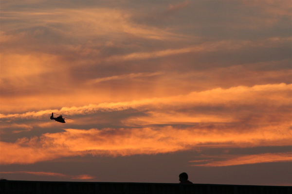 Helicopter At Sunset