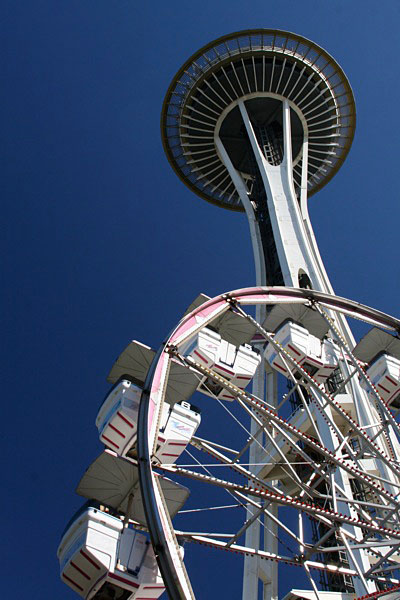 Space Needle and Ferris Wheel