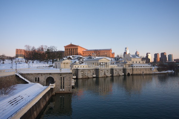 Waterworks and Art Museum in the Snow